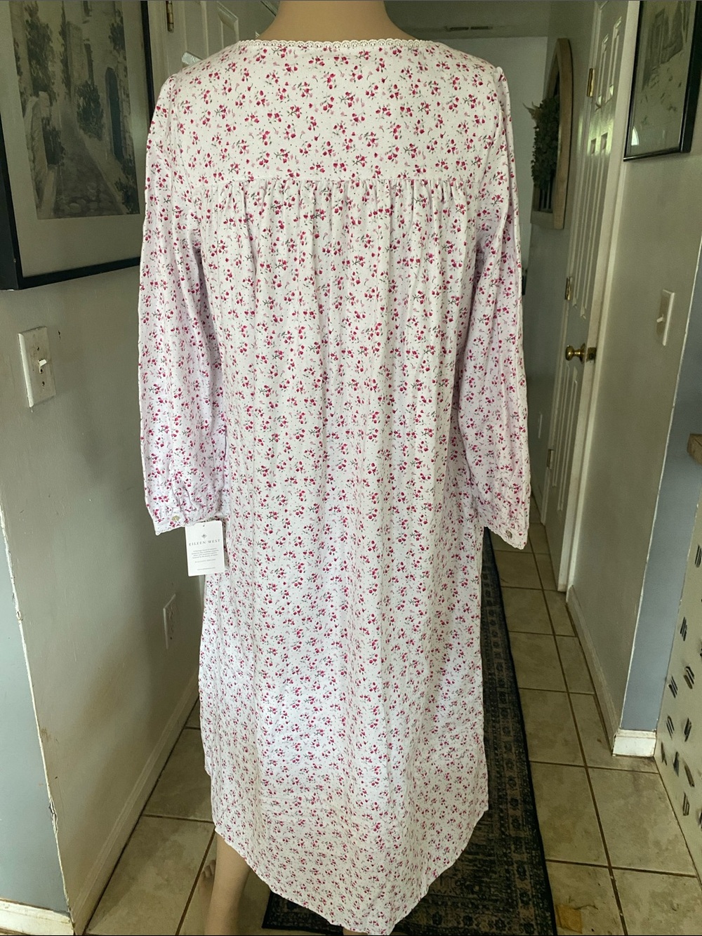 Eileen West White Maxi Nightgown with Pink Floral Print - Picture 7 of 11